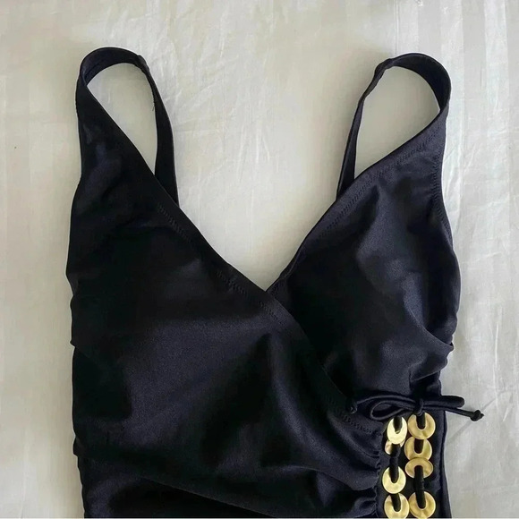 Gottex Golden Touch Surplice Tank Swimsuit Black Size 10 - Picture 3 of 14